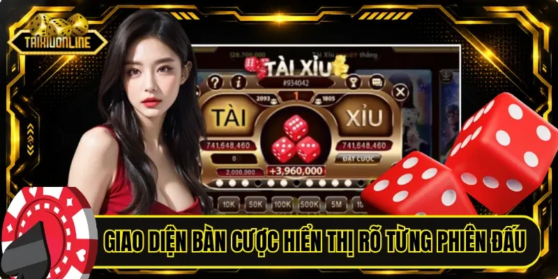 Giao diện bàn cược hiển thị rõ từng phiên đấu